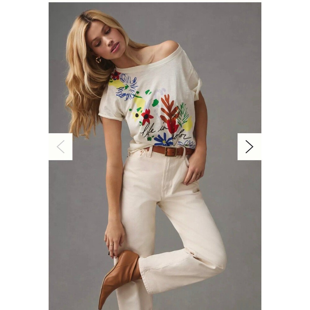 Anthropologie Maeve Floral Printed T-Shirt